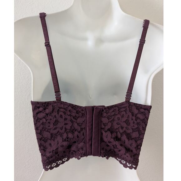 Body by VICTORIAS SECRET Longline Corset Bra Lined Dem Merlot Wine Sz 32D - Picture 3 of 5